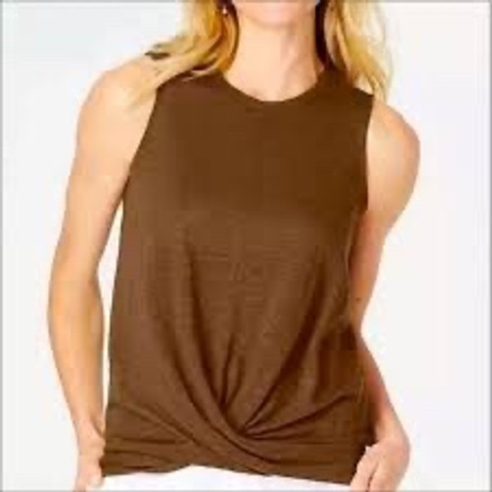 J. Jill Brown Sleeveless Twist-Hem Tank Top
